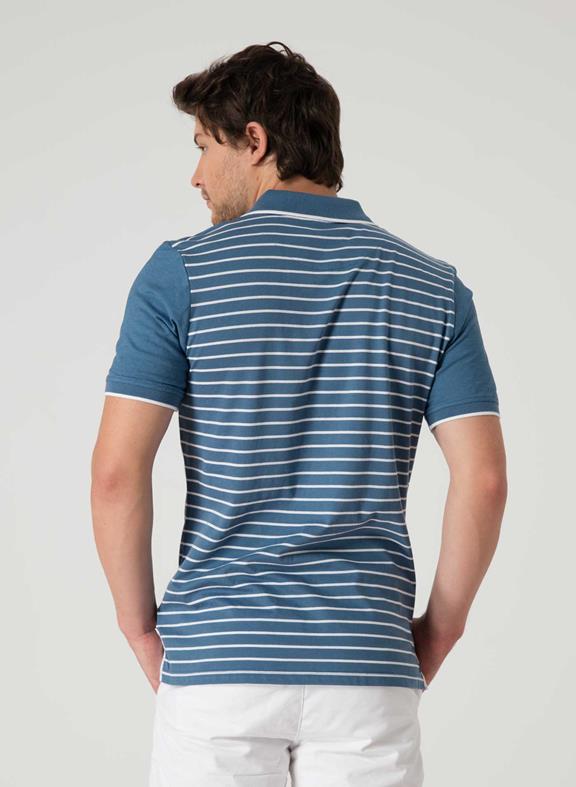Striped Polo Shirt Aegean Blue 2