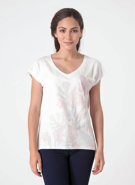 T-Shirt With Deep V-Neck And Longer Back 1