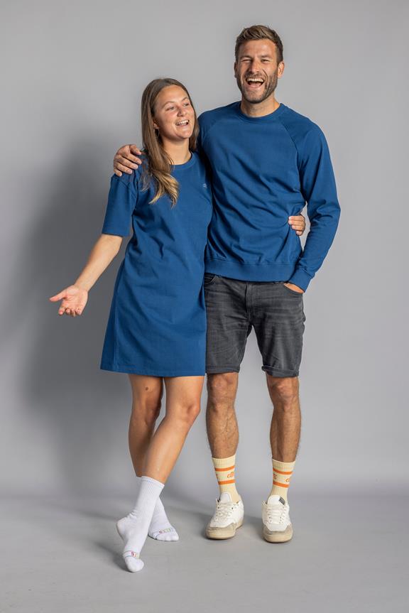 T-Shirt-Kleid Aus Recycelter Baumwolle Blau 5