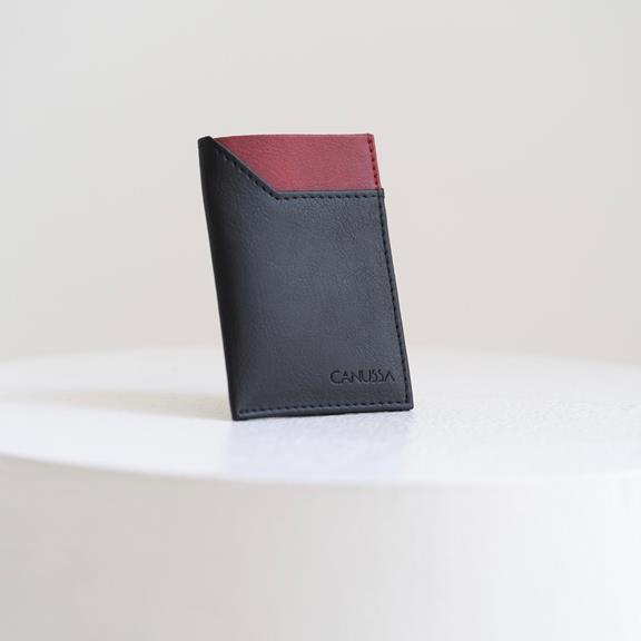 Slim Vegan Card Holder Black / Red 2