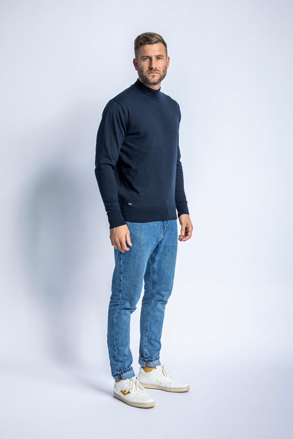 Knitted Turtleneck Sweater Navy 2