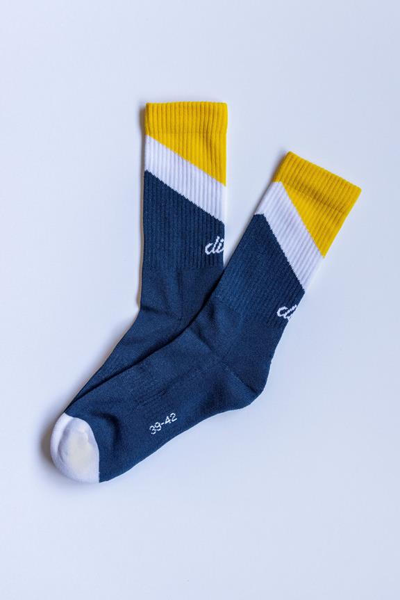 Zig Zag Socken Blau Weiß Gelb 7