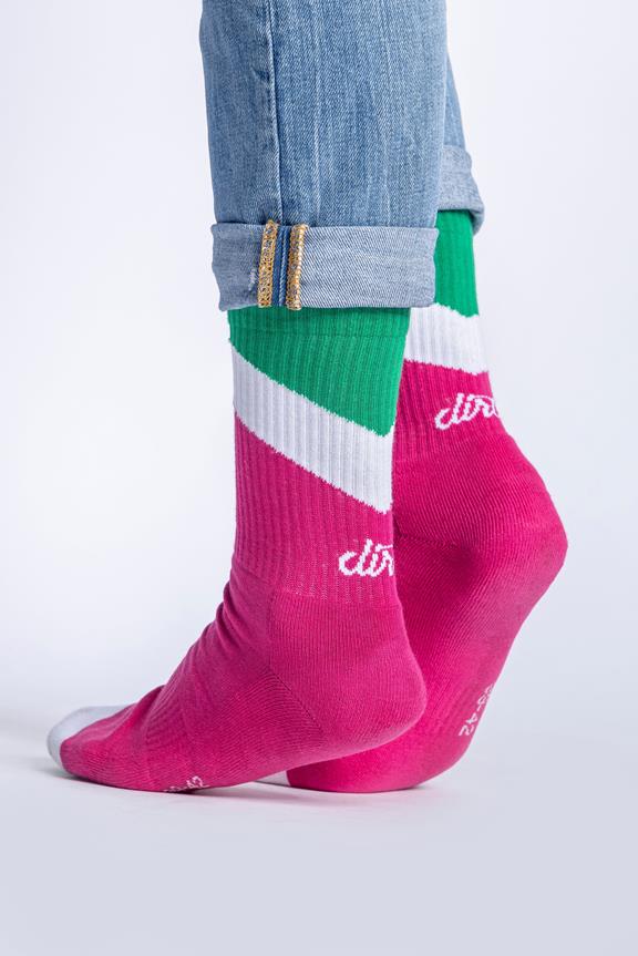 Zig Zag Socks Pink White Green 1
