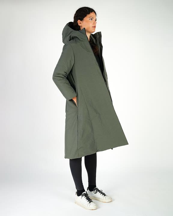 Rain Coat A-Line Long Green 2