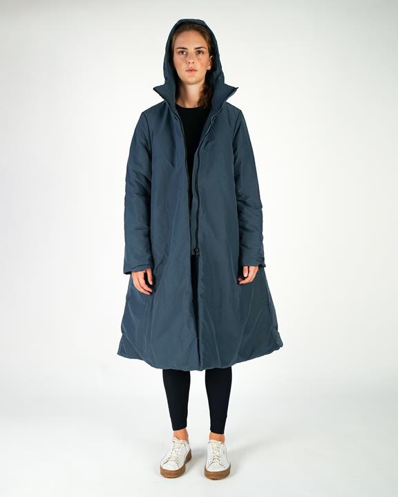 Rain Coat A-Line Long Blue 1