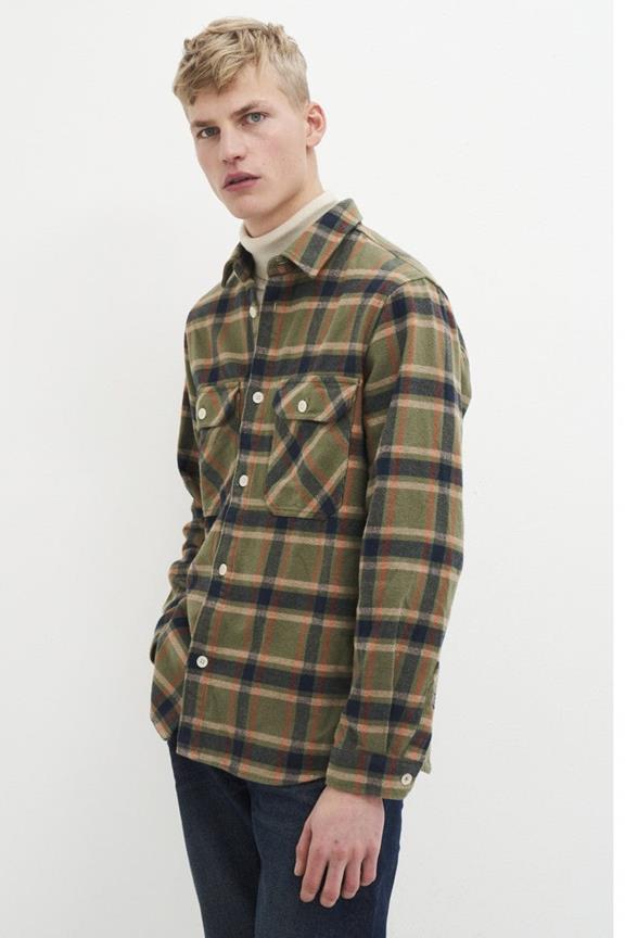 Andrew Checked Overshirt Army Green 3