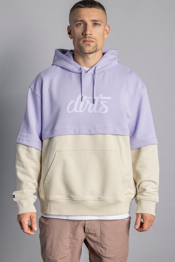 Oversized Color Block Hoodie Lilac Cream 2