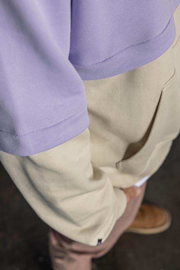 Oversized Color Block Hoodie Lilac Cream 4