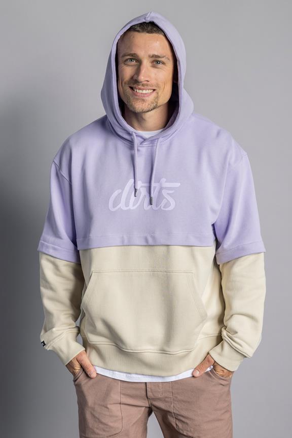 Oversized Color Block Hoodie Lilac Cream 6