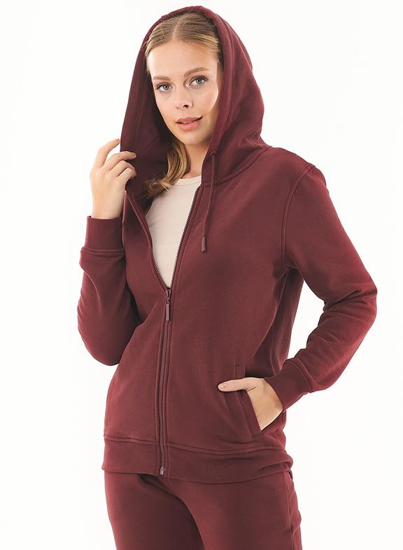 Soft Touch Zipped Hoodie Bordeaux 3