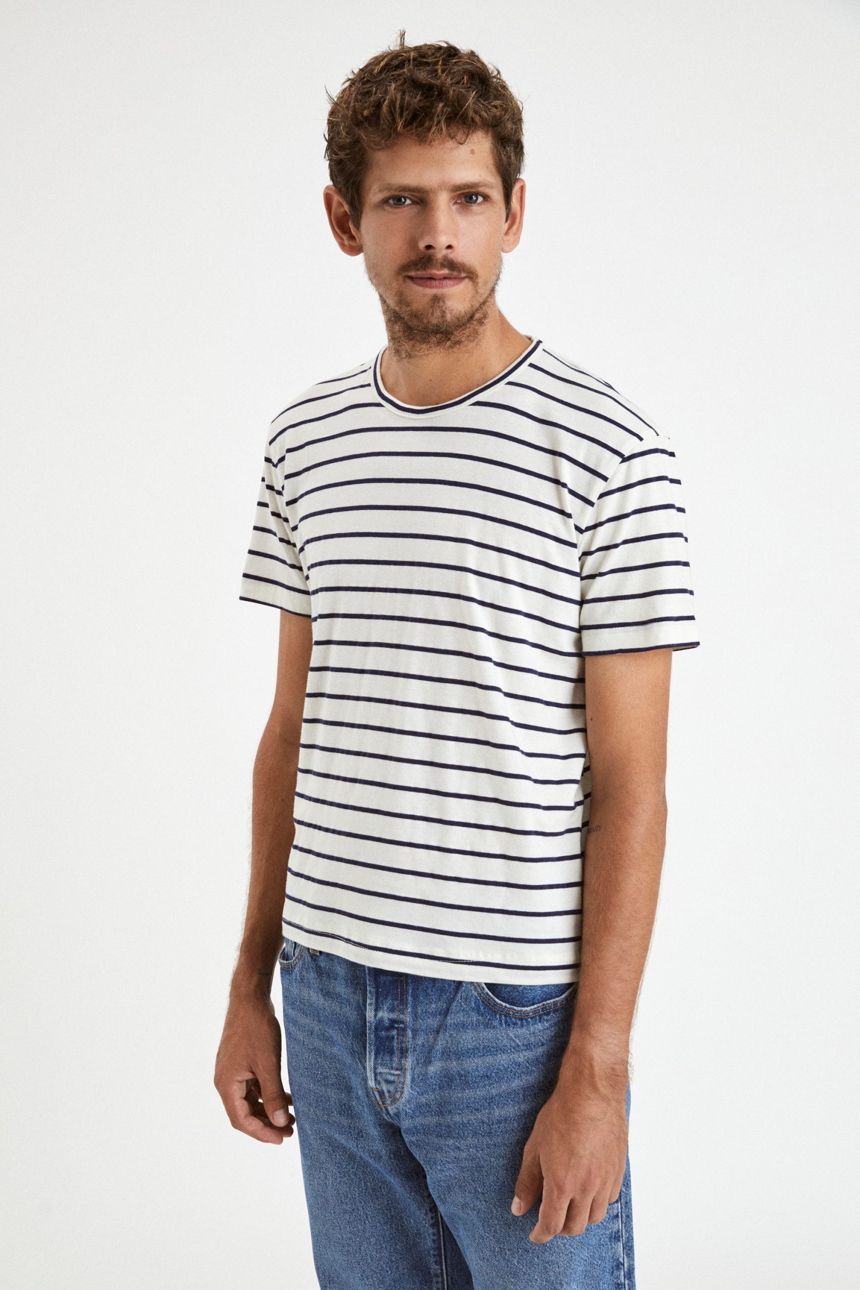 T-Shirt Stripes White Black 1