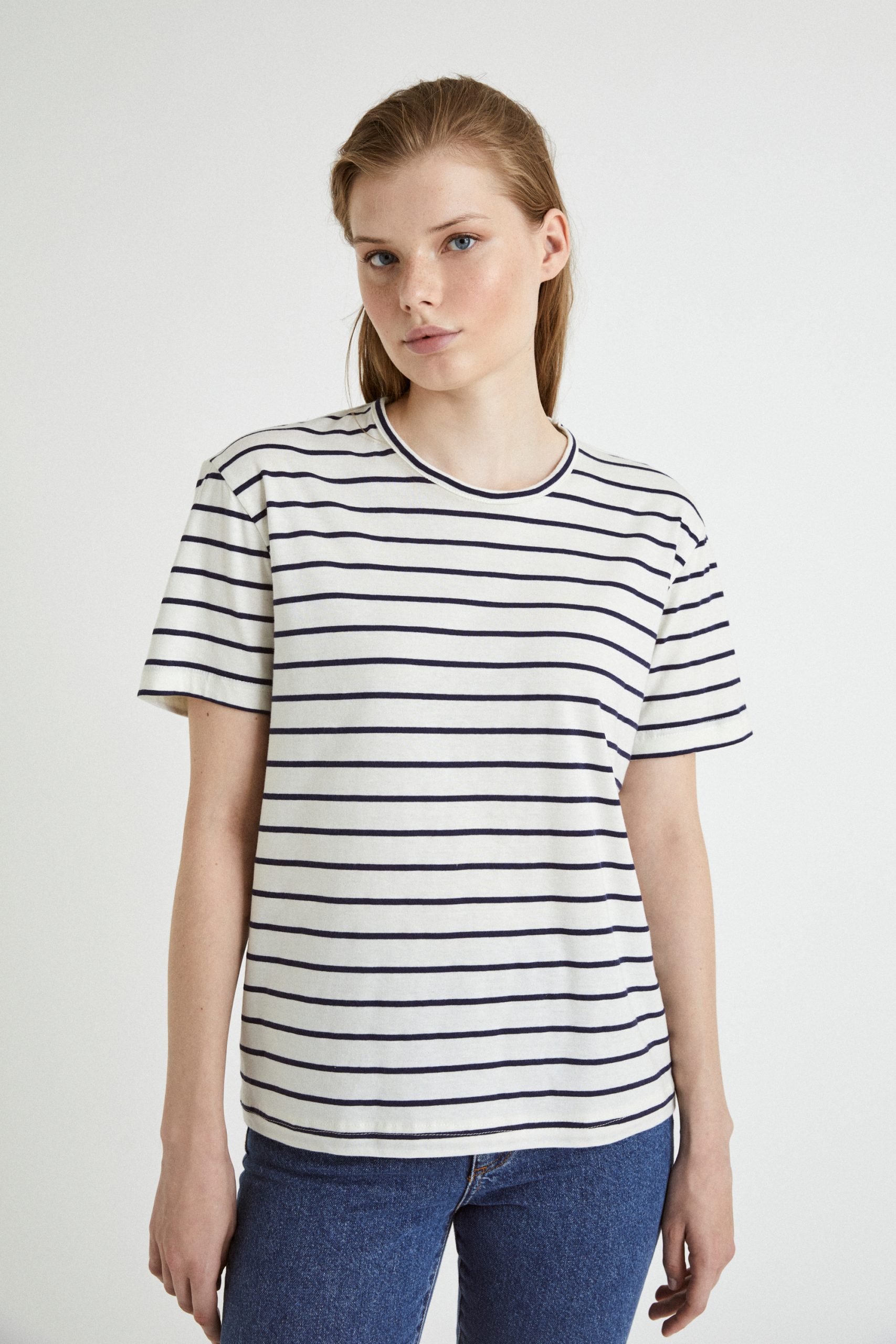 T-Shirt Stripes White Black 2