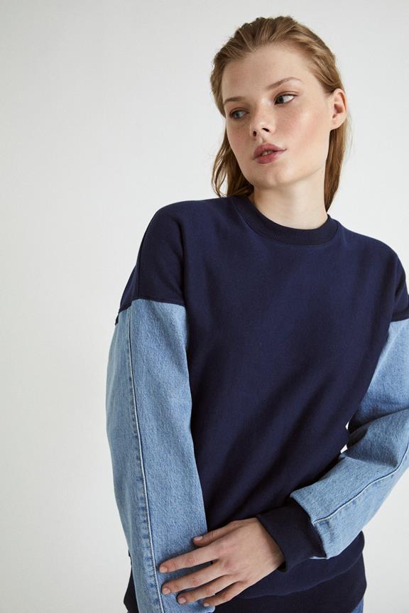 Sweatshirt Upcycled Denim Blau 3