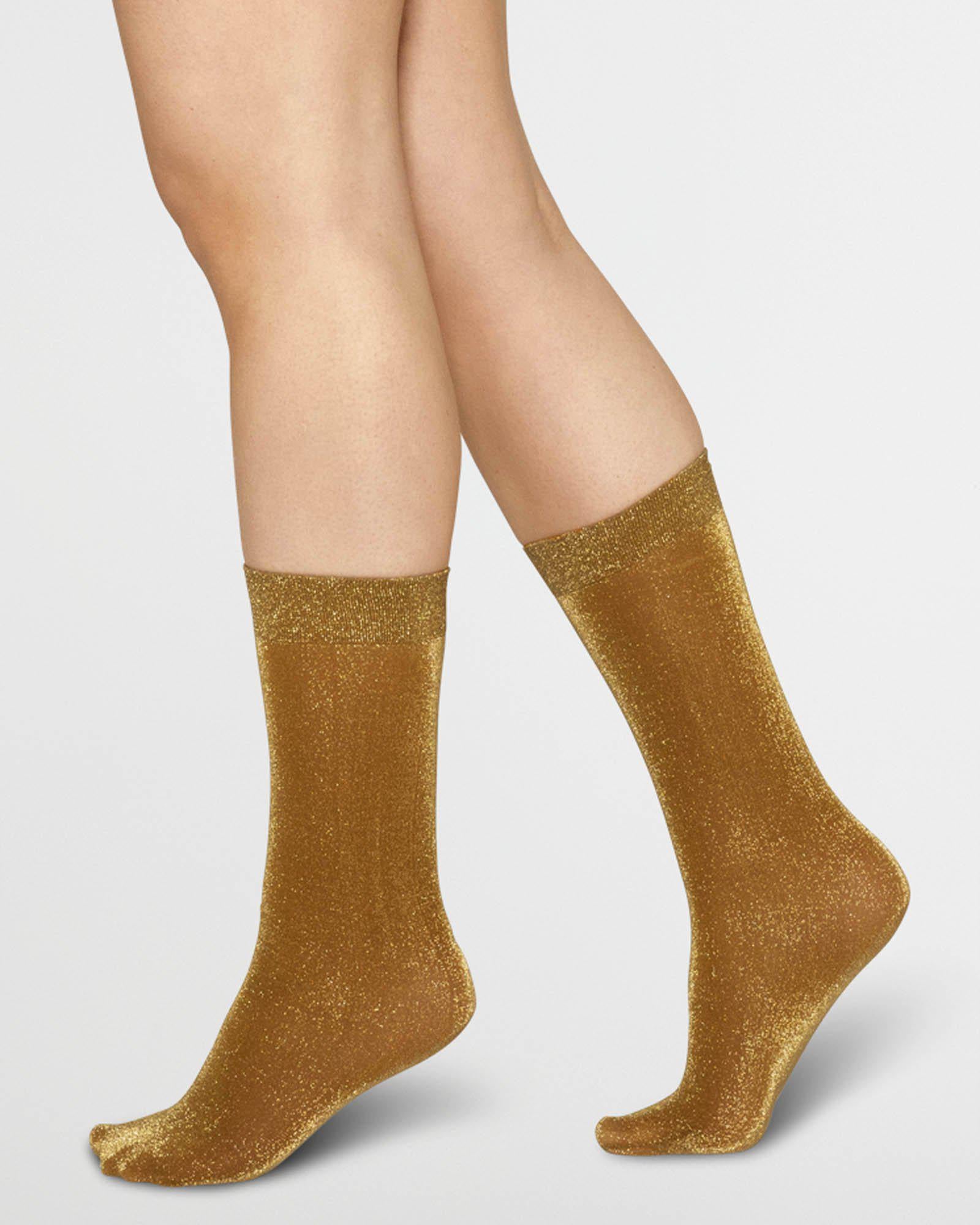 Ines Shimmery Socks Dark Gold 2