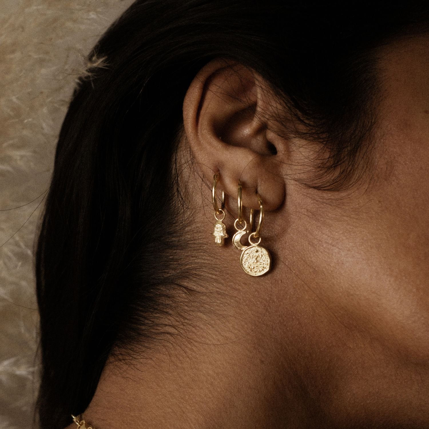 Earrings Tiny Hamsa Gold Vermeil 6