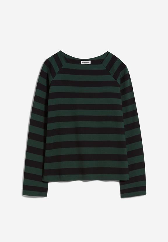 Sweater Delaa Stripe Dark Scarab Green 1
