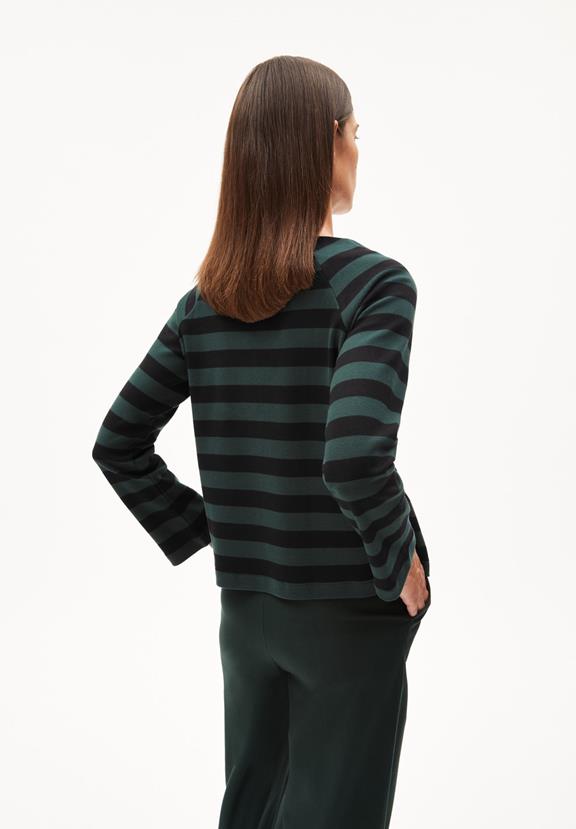 Sweater Delaa Stripe Dark Scarab Green 3