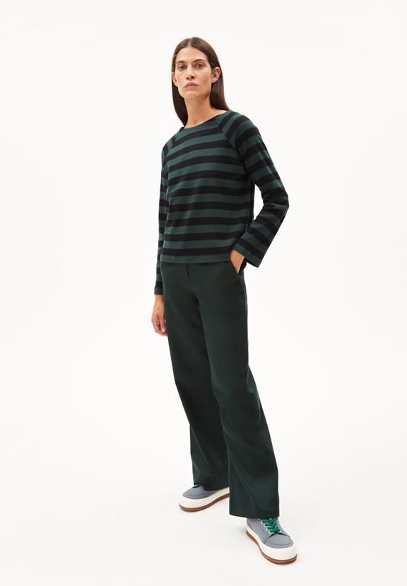 Sweater Delaa Stripe Dark Scarab Green 5