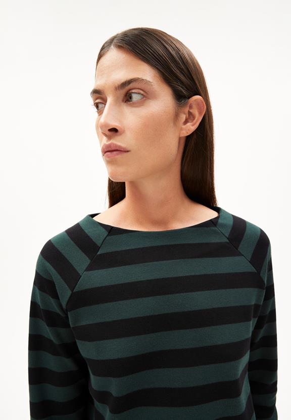 Sweater Delaa Stripe Dark Scarab Green 6