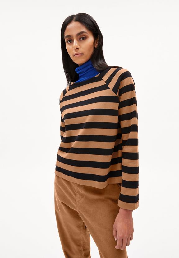 Sweater Delaa Stripe Black Brown 3