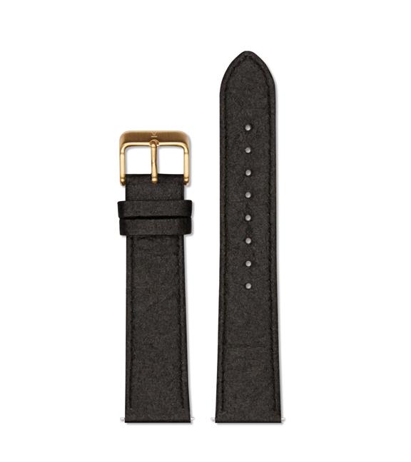 Watch Strap 20 Mm Piñatex - Black With Brushed Gold Buckle 1
