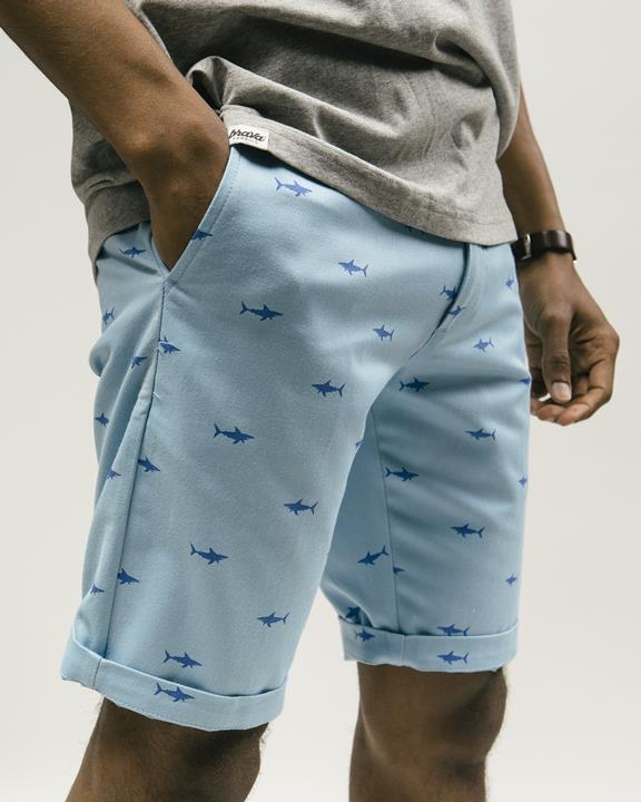  Shorts Haifisch-Print Blau 1