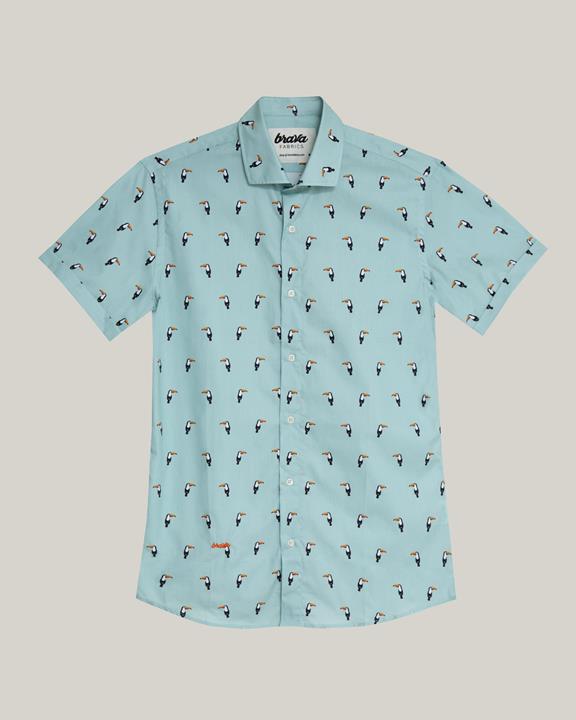  Shirt Tropical Tucan Print Blue 3
