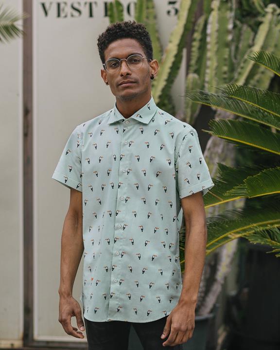  Shirt Tropical Tucan Print Blue 8