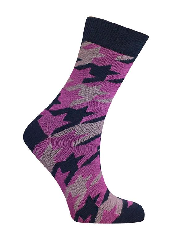 Socks Organic Cotton Houndstooth Pink 1