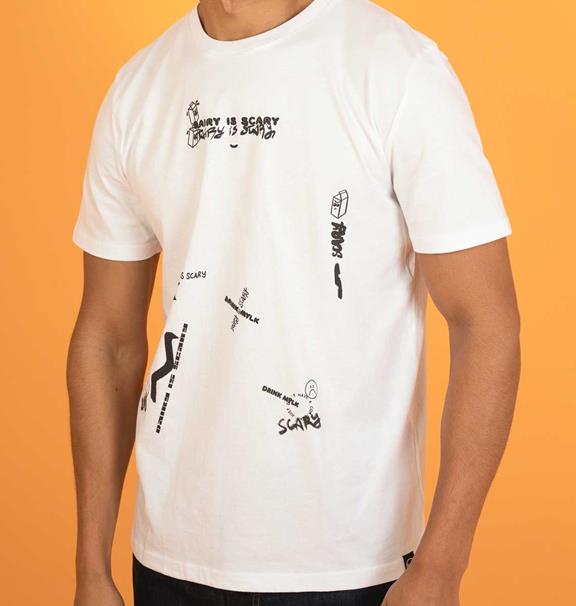 T-Shirt Molkerei Ist Gruselig Collage Weiß 4