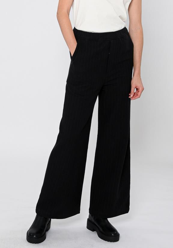 Long Wideleg Pants Pinstripe Black 2