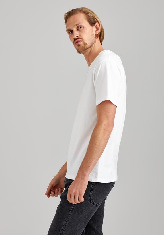 T-Shirt Col V Blanc 3