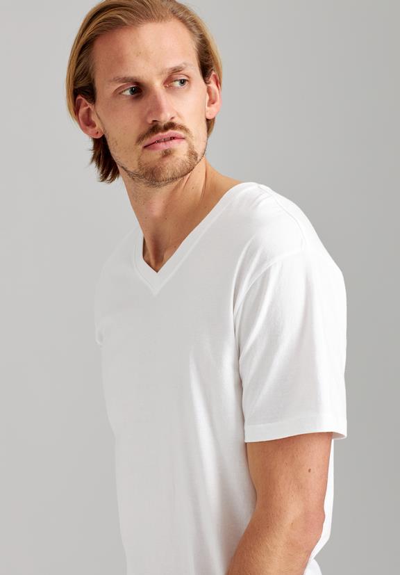 T-Shirt Col V Blanc 5