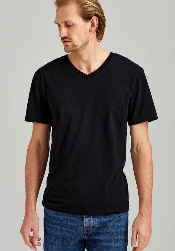 T-Shirt V-Ausschnitt Schwarz 1