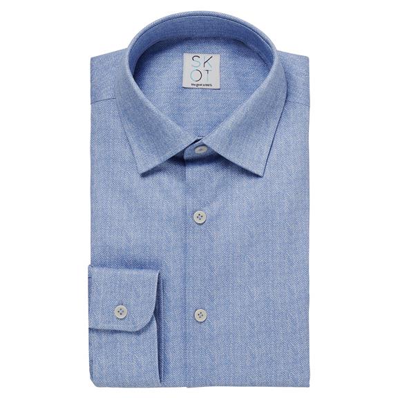Overhemd Slim Fit Visgraat Blauw 2