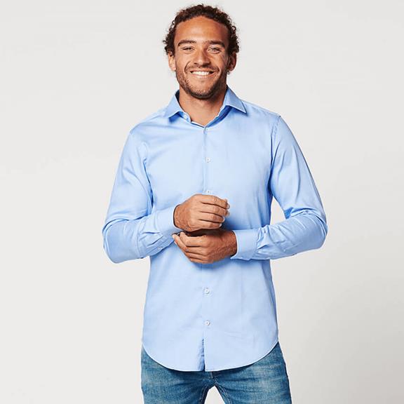 Shirt Slim Fit Sleeve Length 7 Circular Blue 1