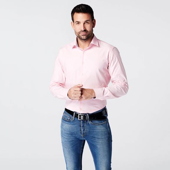 Overhemd Slim Fit Geruit Roze 3
