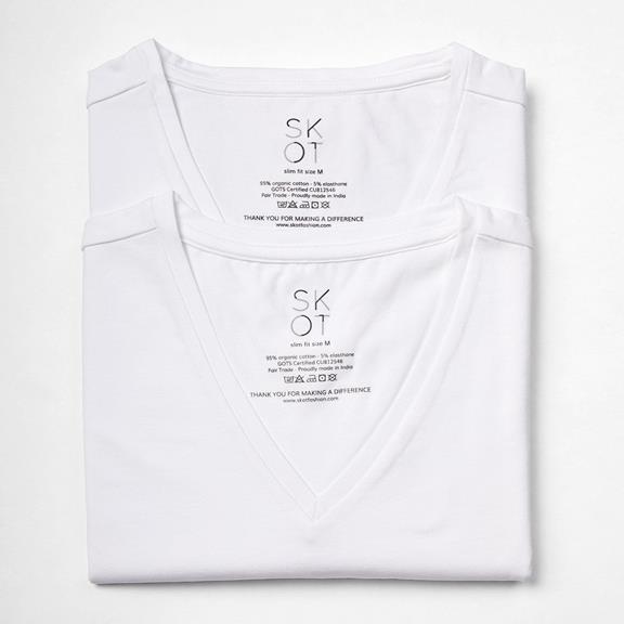 T-Shirt Regular V-Hals 2-Pack Wit 4