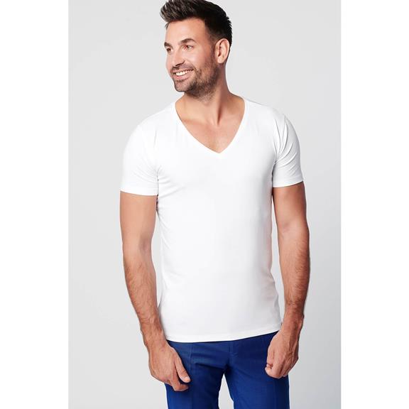 T-Shirt Deep V-Neck 2-Pack White 4
