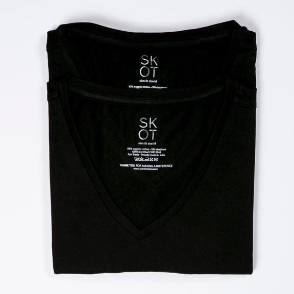 T-Shirt Regular V-Neck 2-Pack Black 3