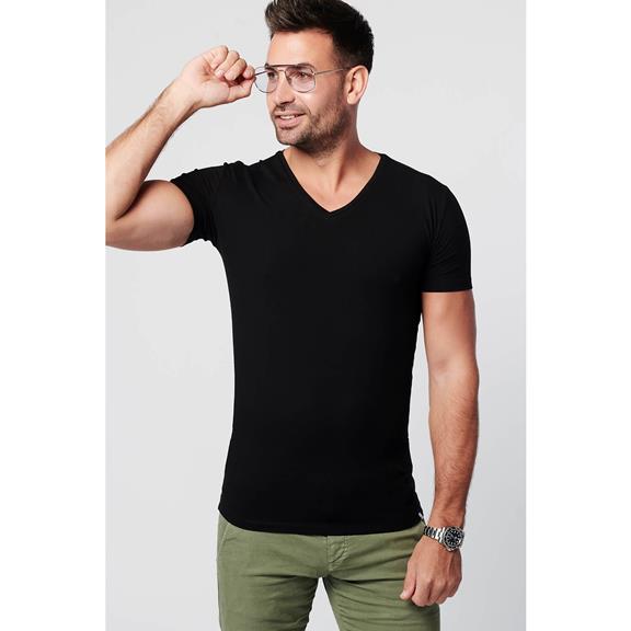 T-Shirt Regular V-Neck 2-Pack Black 4