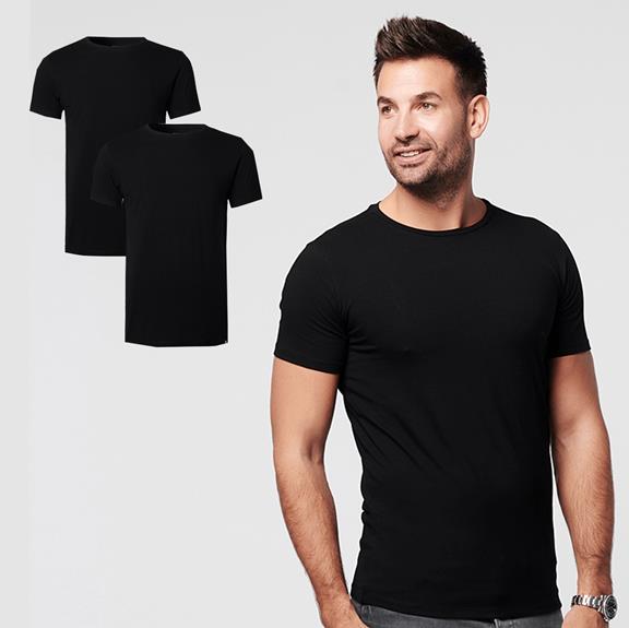 T-Shirt Round Neck 2-Pack Black 1