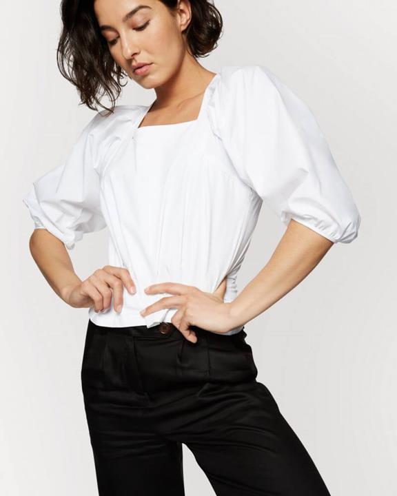 White Cotton Puff Sleeves Top 2