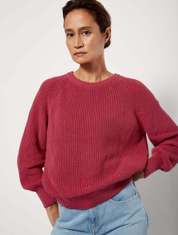 Knitted Jumper Raspberry Red 3