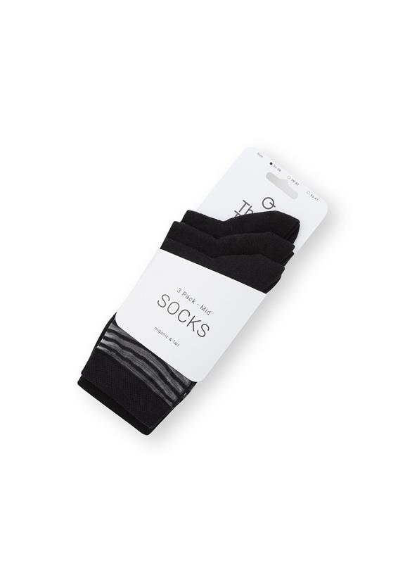 3 Pack Mid Socks Black Romance/Dots/Stripes 2