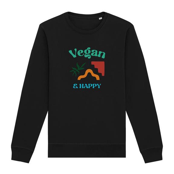 Sweatshirt Vegan & Happy Zwart 1