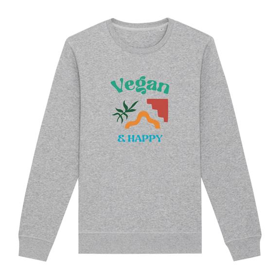 Sweatshirt Vegan & Happy Grijs 1
