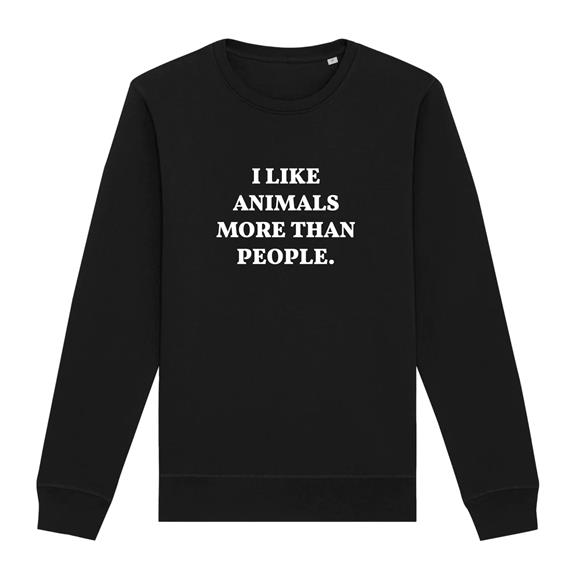 Sweatshirt I Like Animals More Zwart 1