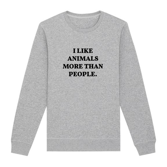 Sweatshirt I Like Animals More Grau 1