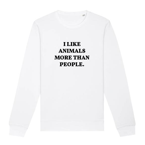Sweatshirt I Like Animals More Weiß 2